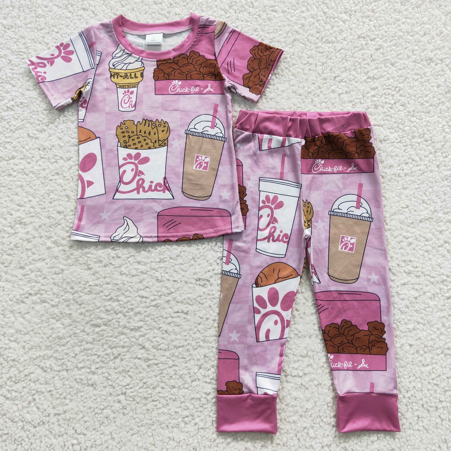 girl short sleeve chick-fil-a pajama set