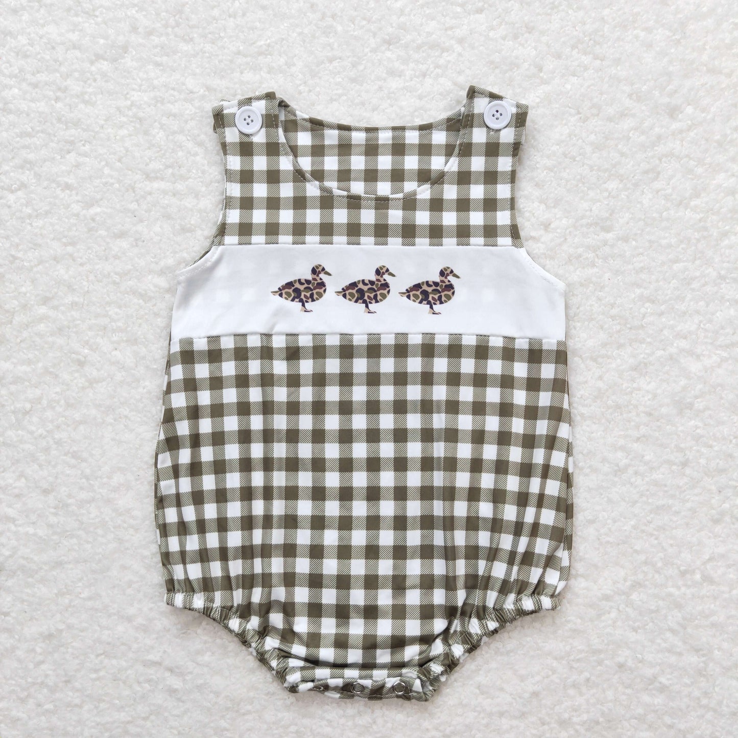duck print plaid tank romper infant clothes