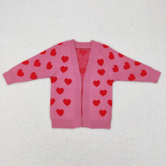 toddler girl valentine's day heart print cardigan sweater