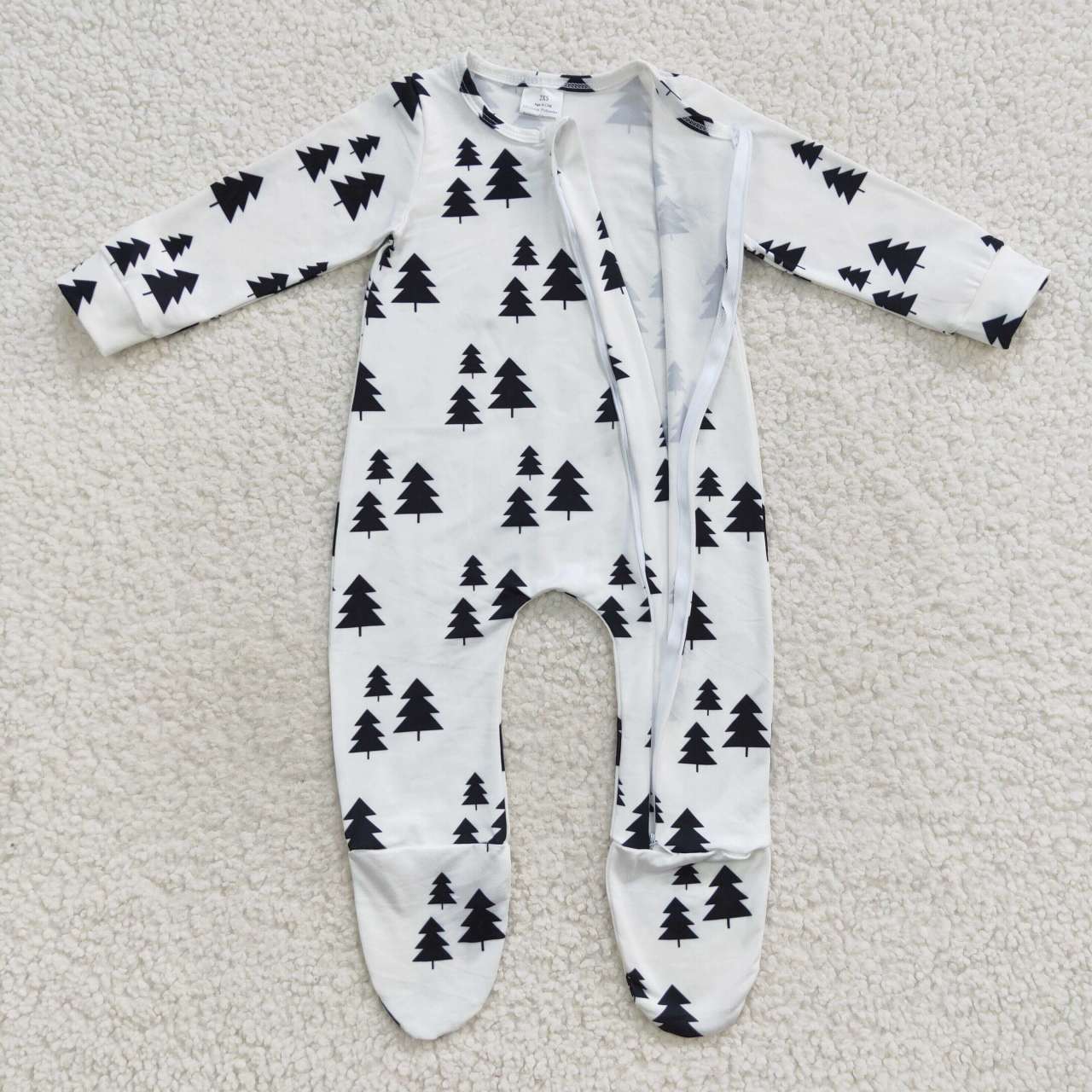 White forest tree toddler footie sleeper