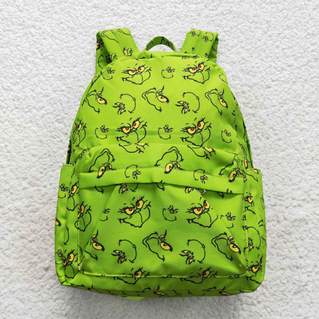 Grinchey print kids school backpack bag for christmas