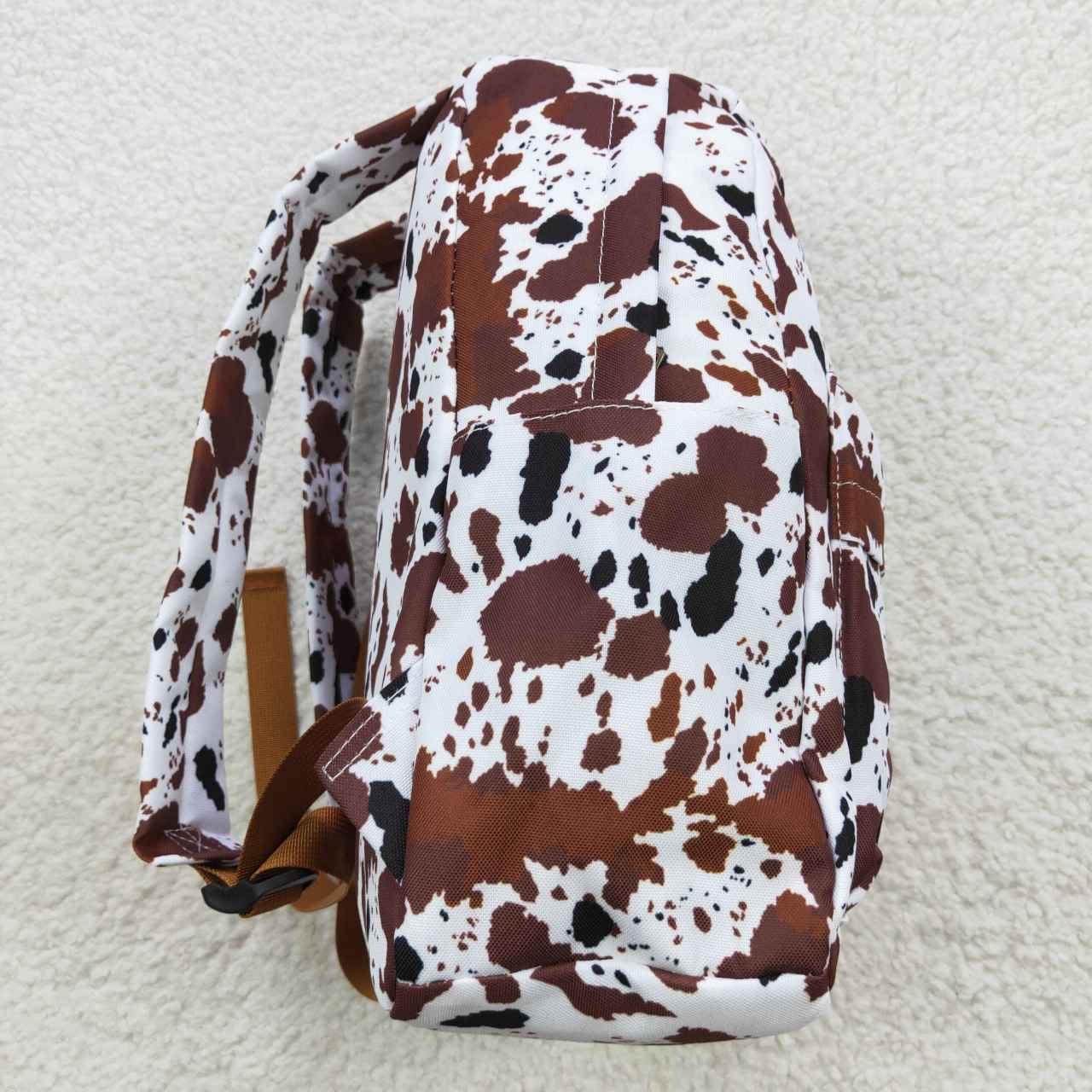 Cow print kids backpack school bag