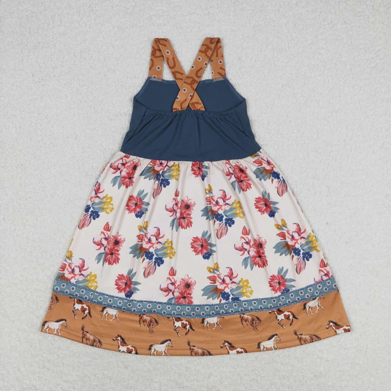 flower horse girls cross twirl dress