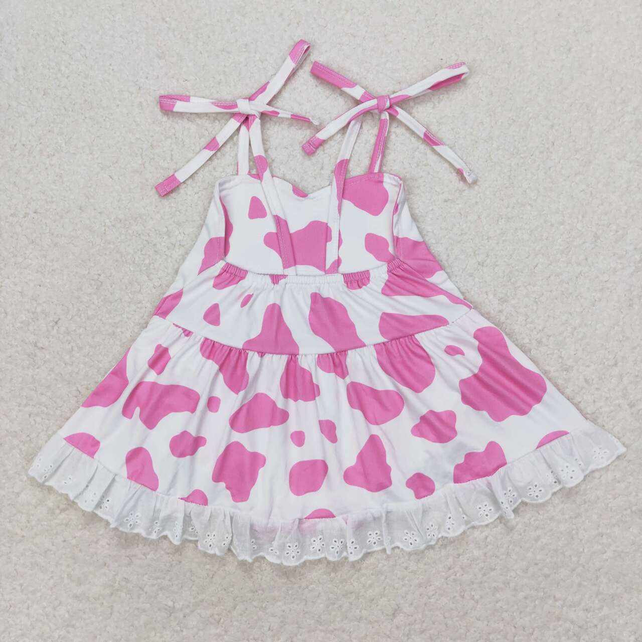 suspender pink cow print romper girl