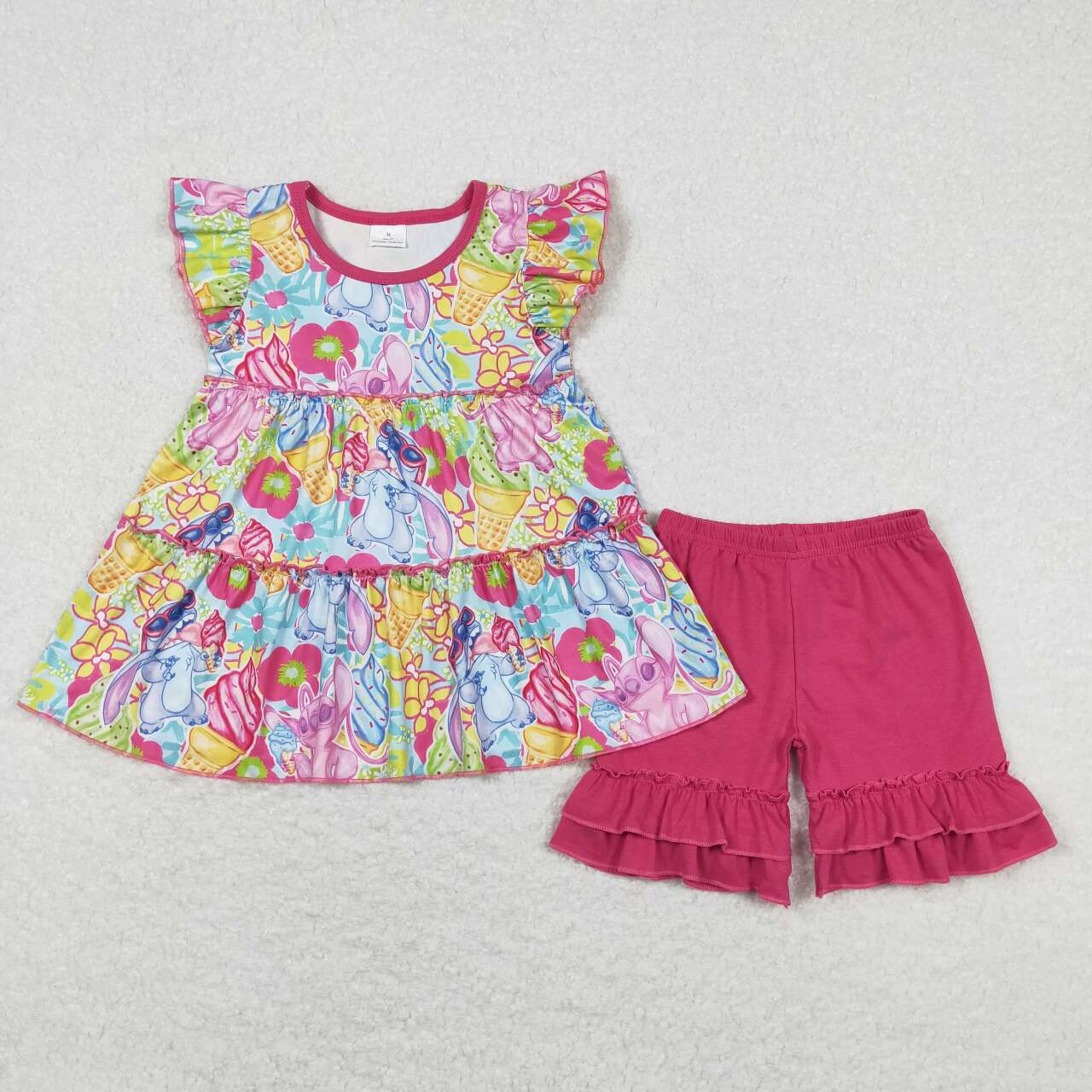 lilo ice-cream shorts two piece set girl summer clothing