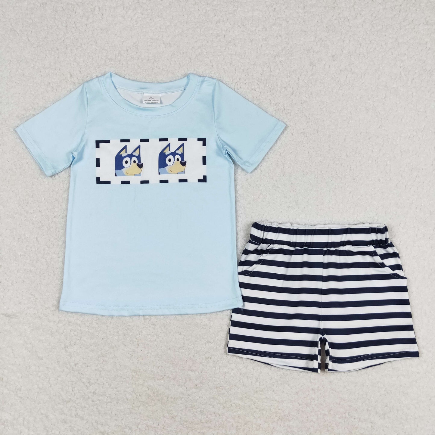 blu*y print shorts set boy