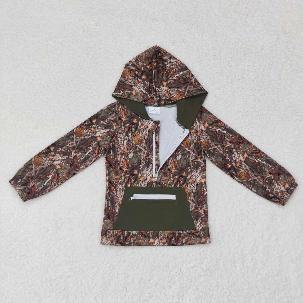 camo clothes baby boy zip hoodie top with pocket