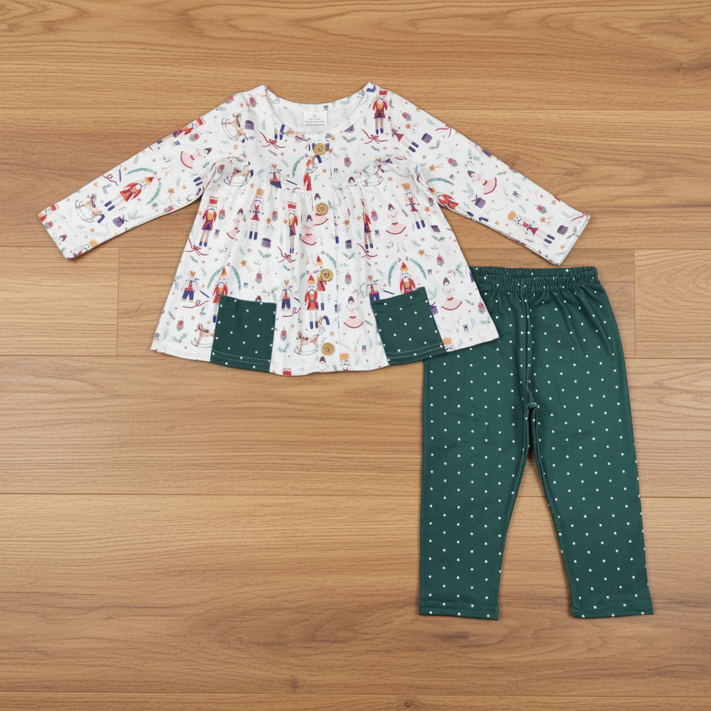 christmas nutcracker&ballet legging set girls outfit