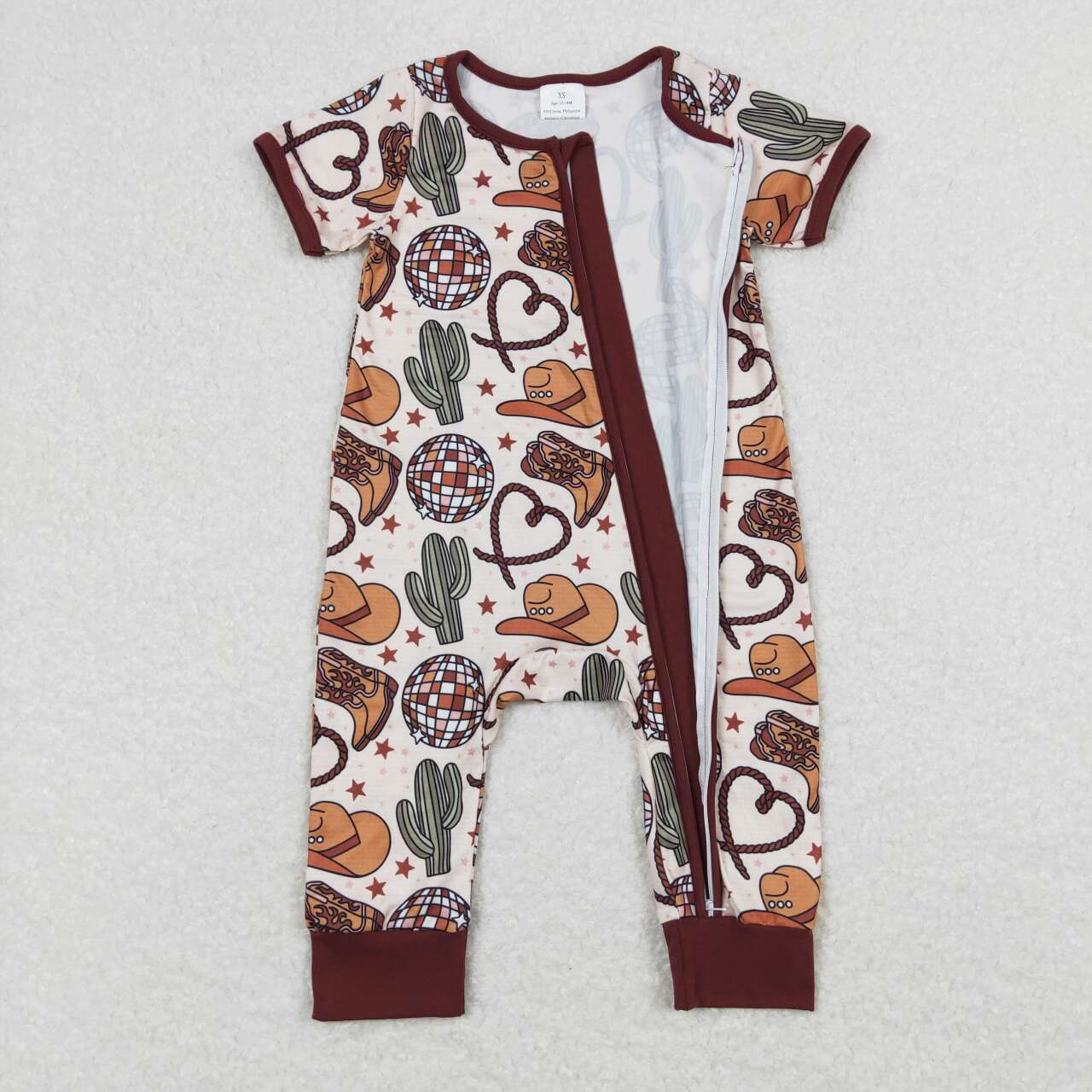 disco cowboy zip romper western baby clothes