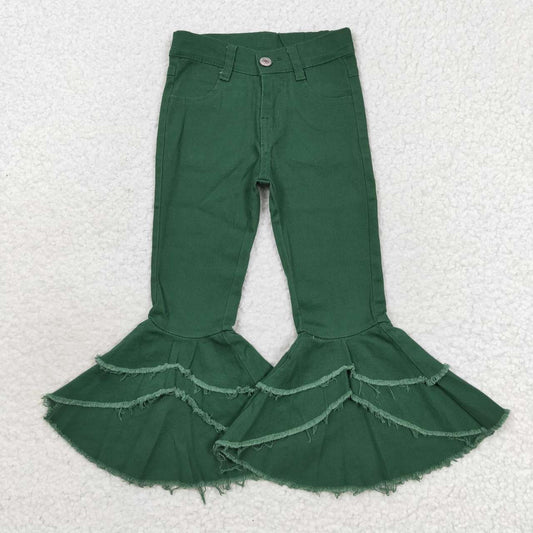 green flare bottom jeans denim pants western girls clothes
