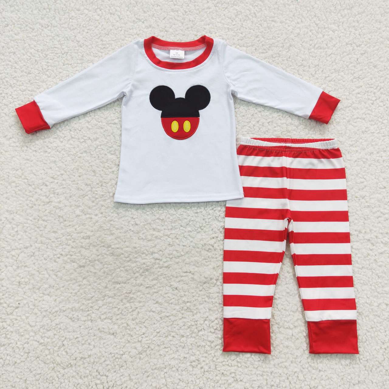 Long sleeve cotton cartoon embroidery kids pajama