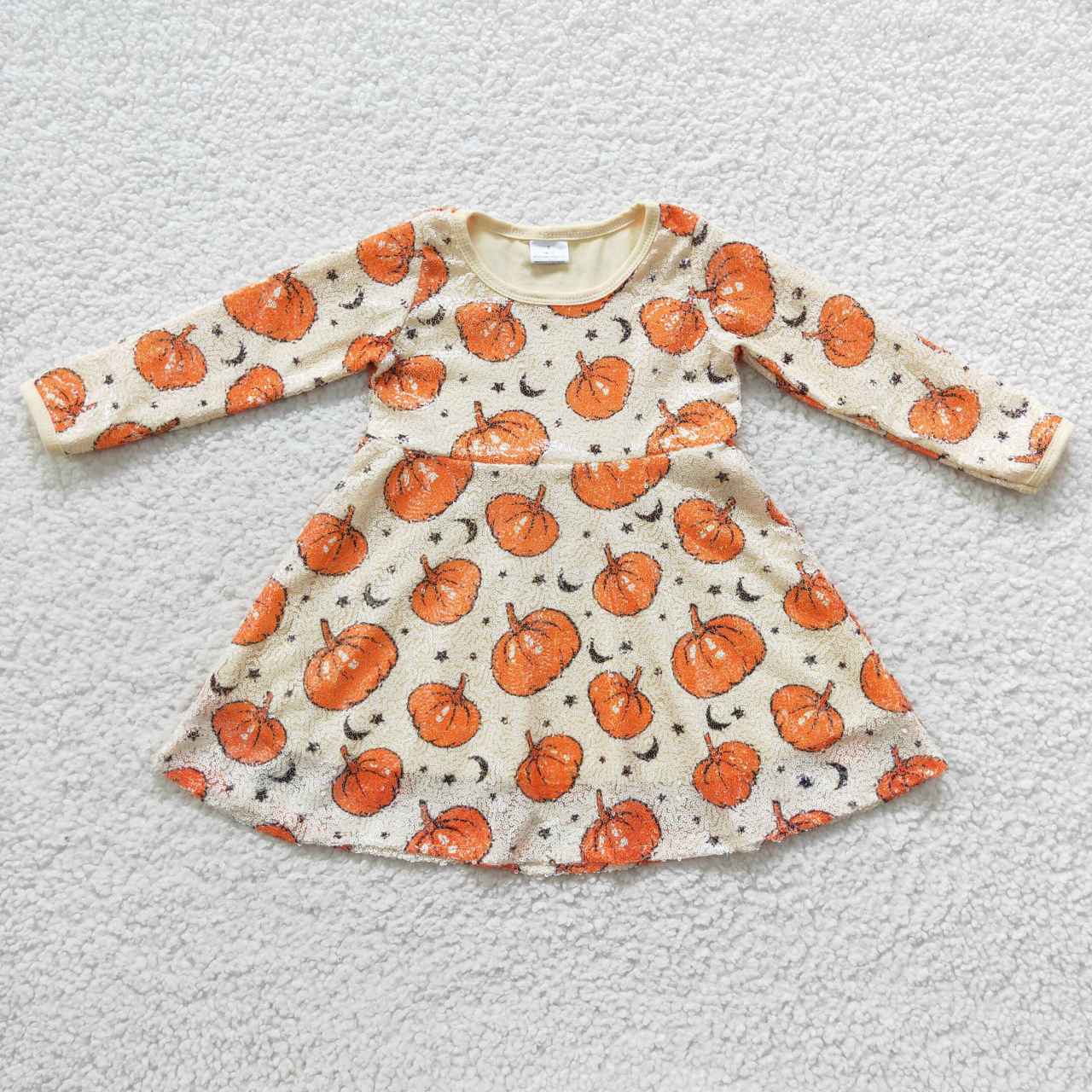 Fall long sleeve pumpkin sequins dress