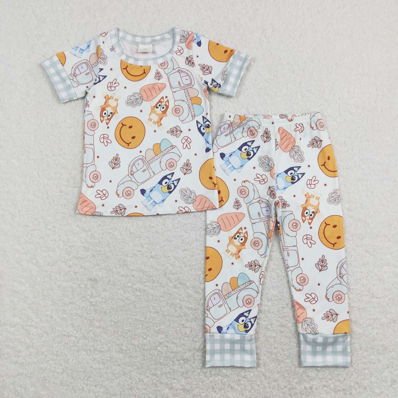 egg, carrot, blu*y, boys easter pajama
