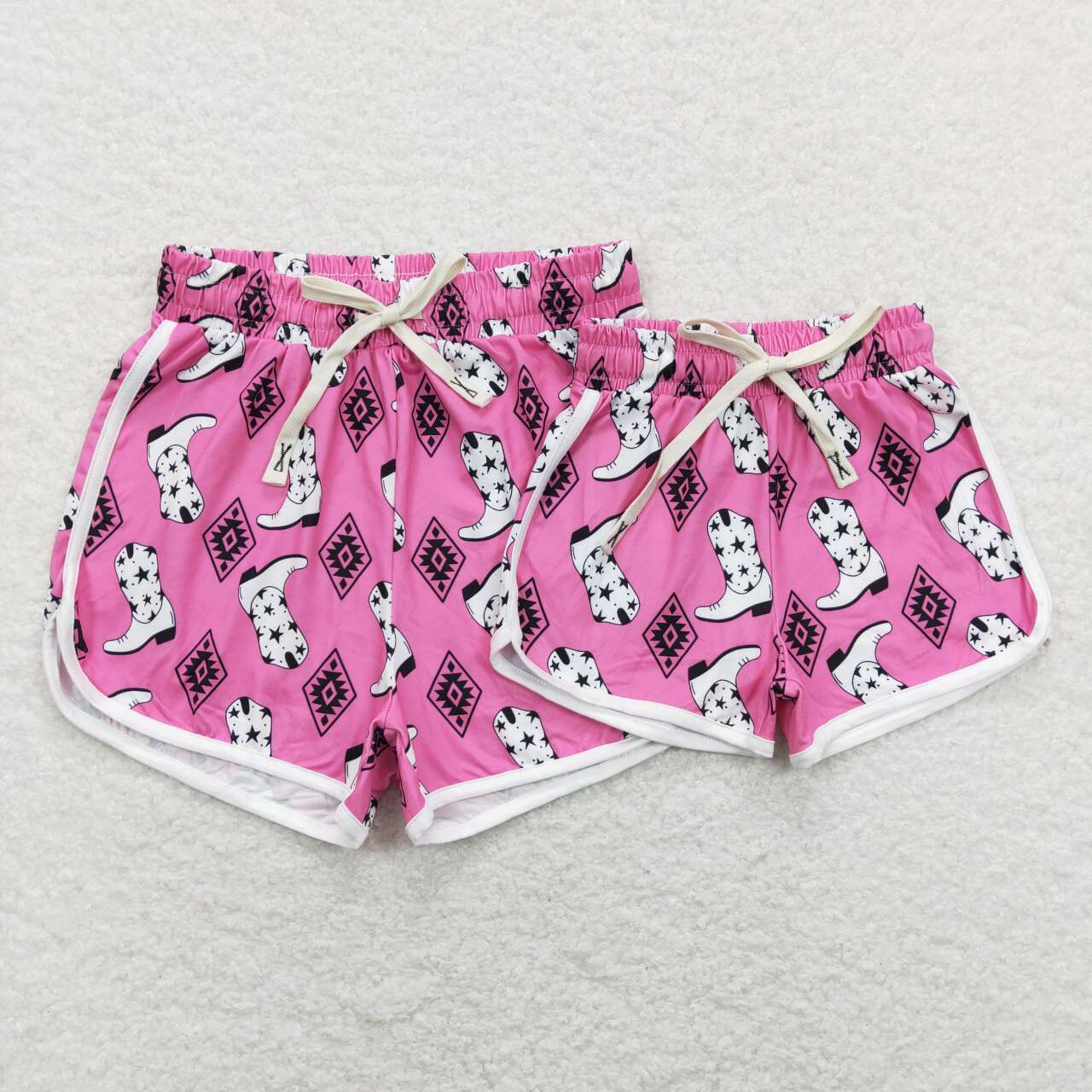 girl 1pc hot pink cowgirl boots aztec shorts
