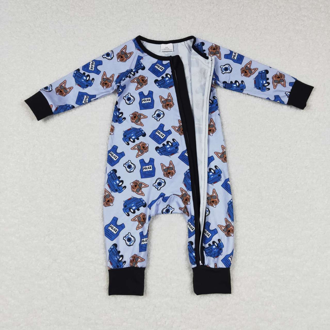 police romper baby boy zip sleeper