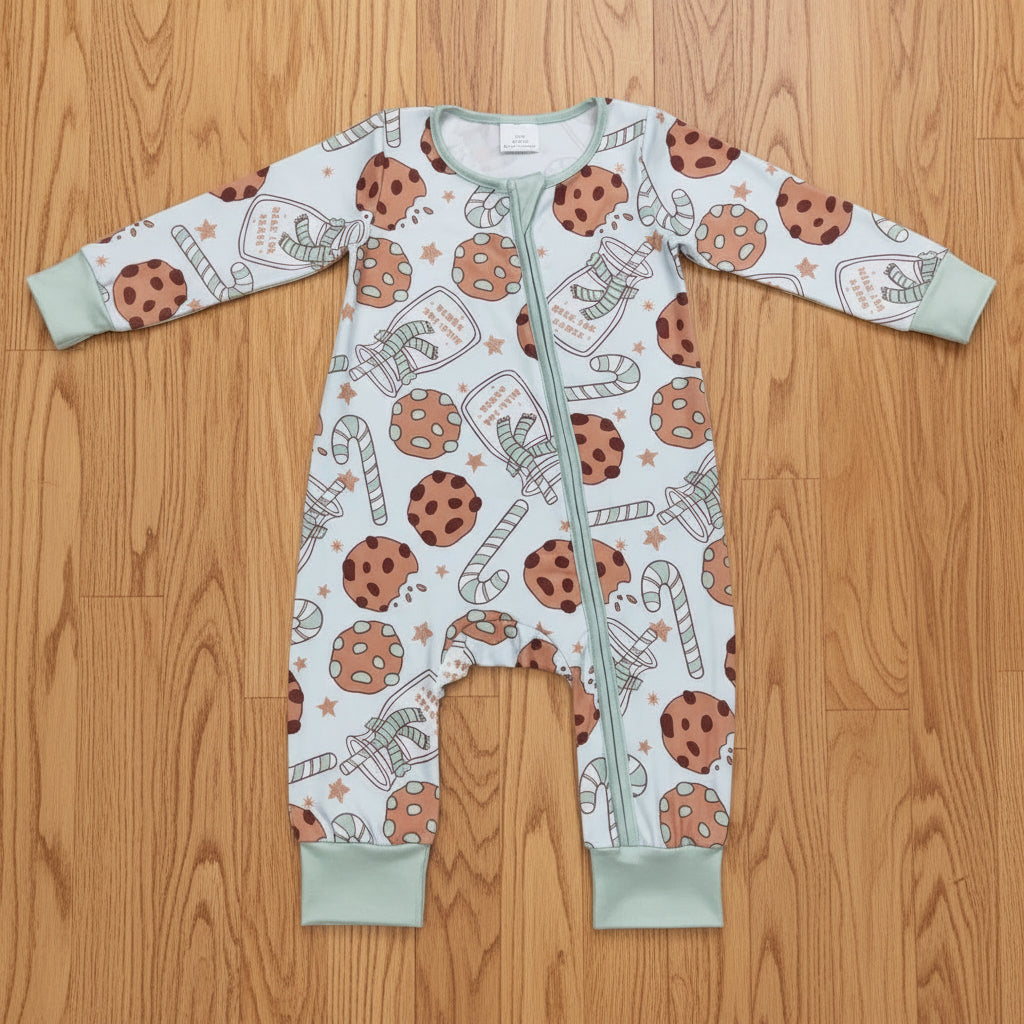 christmas cookie baby boys zipper sleeper