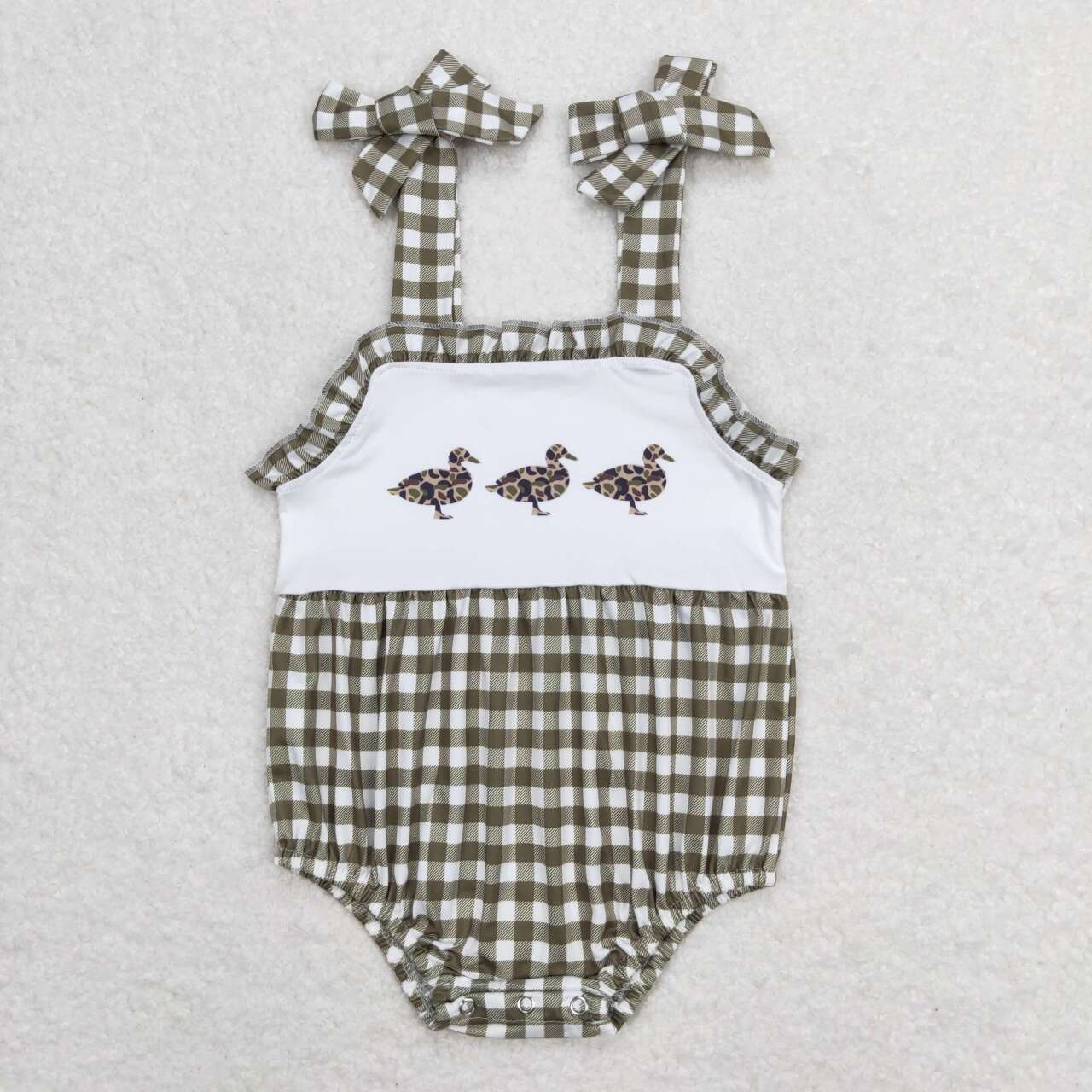 plaid duck baby girl bodysuit