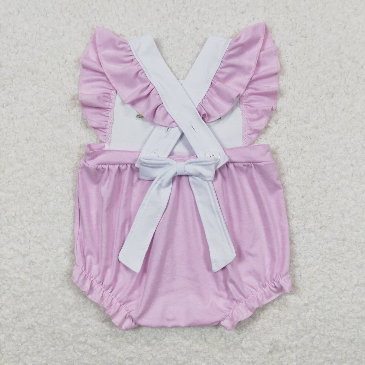 baby girl rabbit embroidery bubble lavender