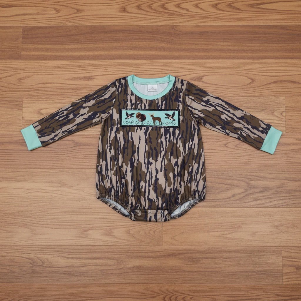 long sleeve hunting camo bubble baby rompers