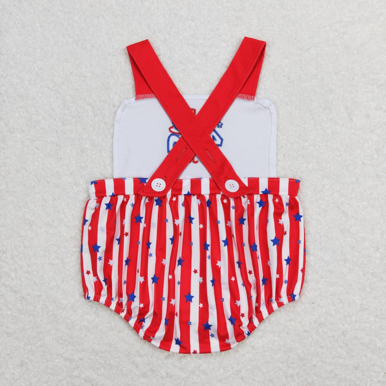 baby patriotic stripe star cross back bubble