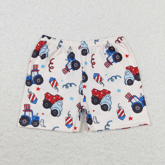 red white blue tractor boy patriotic shorts