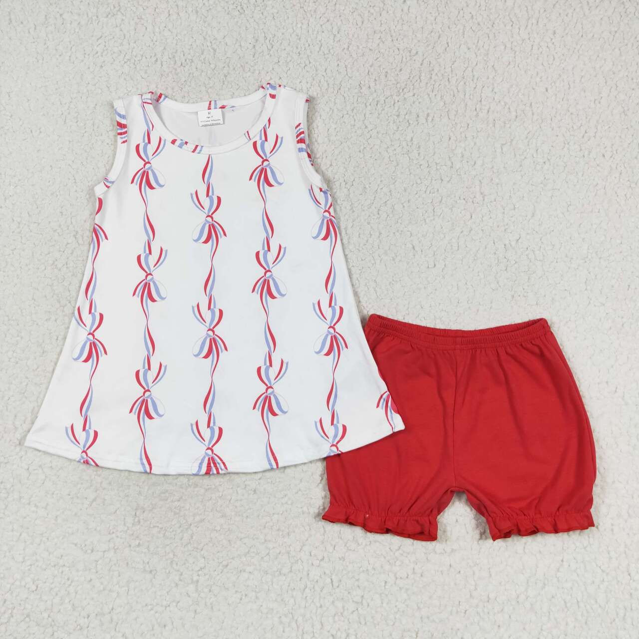 red white 4th of july bows bloomer set girl