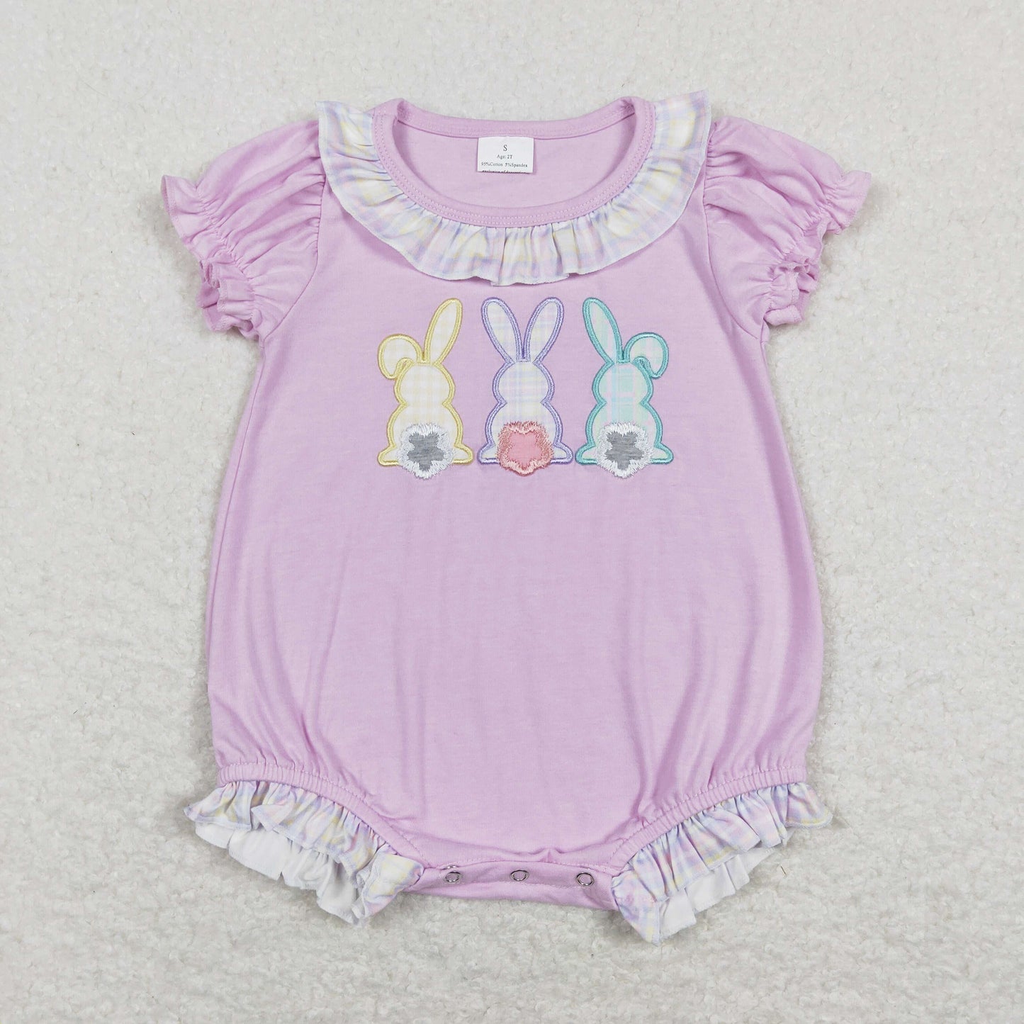 baby girl cotton purple rabbit embroidery bubble