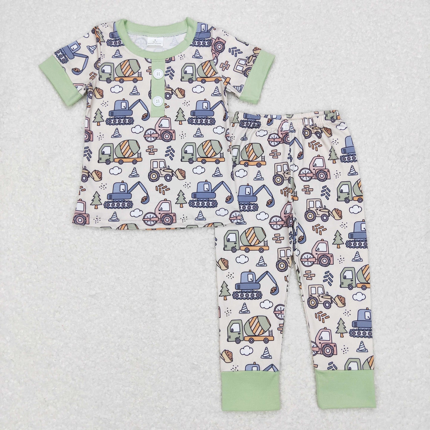 boy short sleeve construction truck pajama