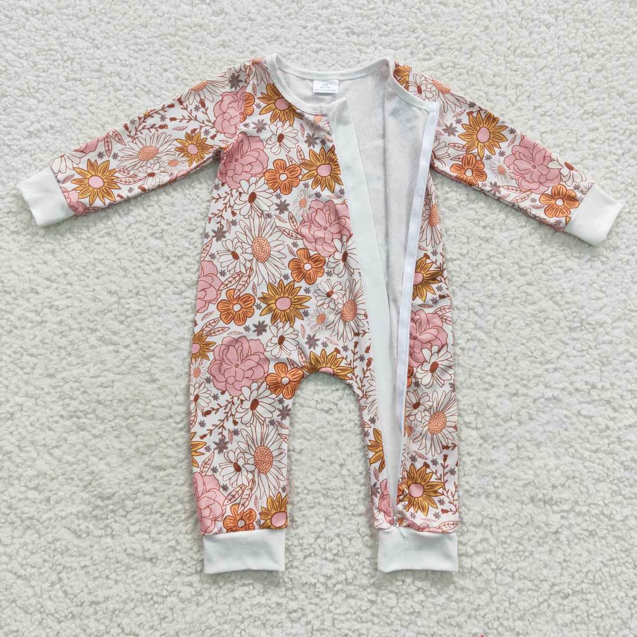 retro floral baby girl sleeper PJs