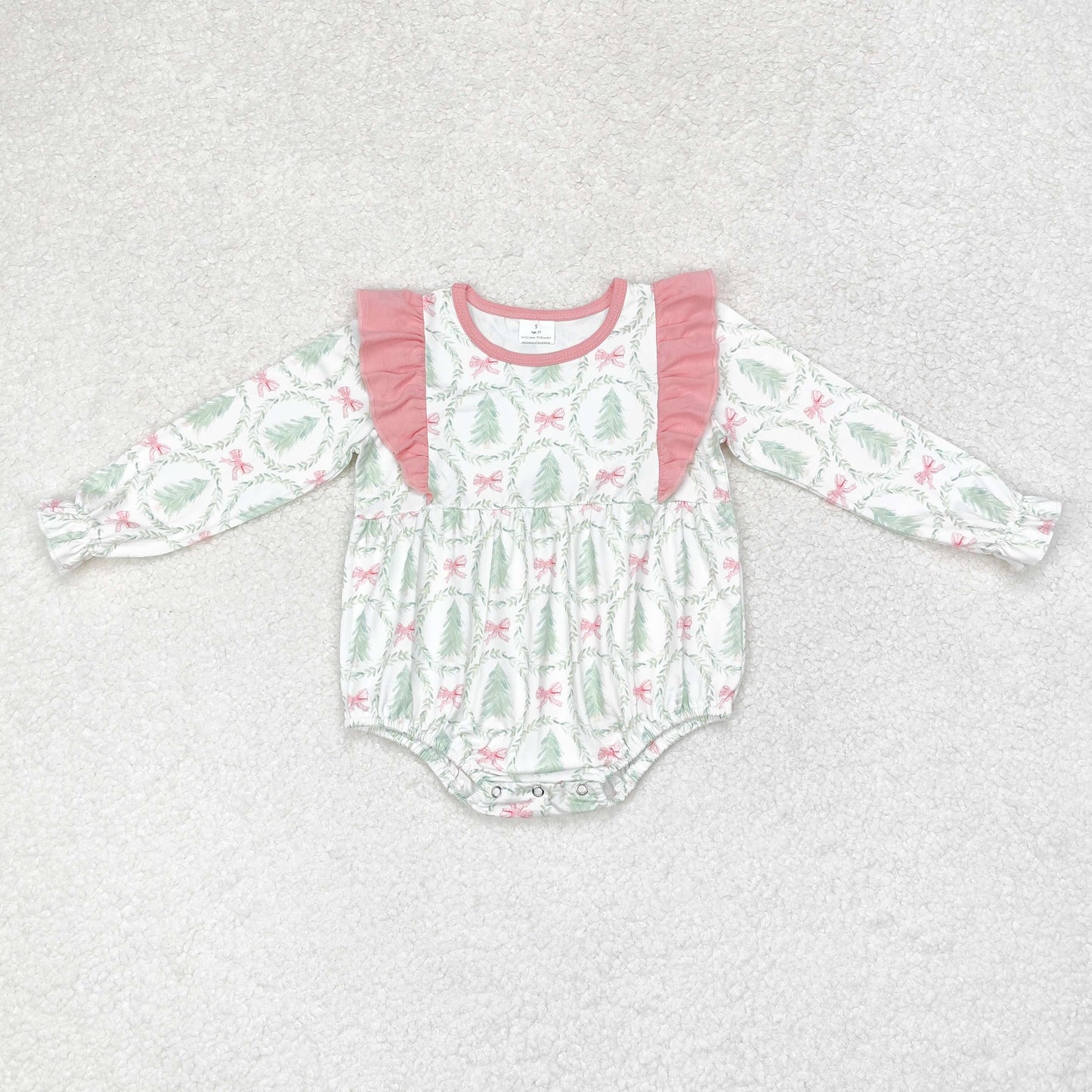 long sleeve Christmas tree bows bubble girl