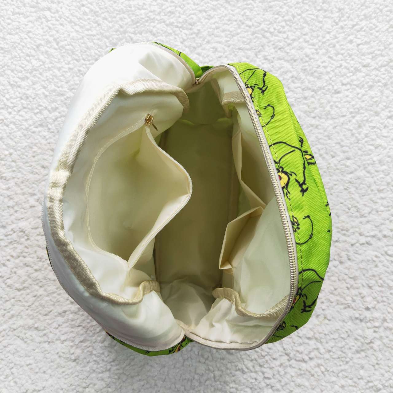 Grinchey print kids school backpack bag for christmas