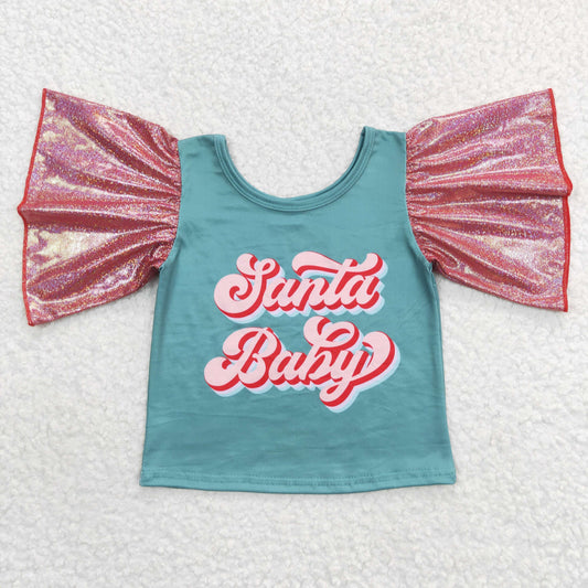 santa baby flare sleeve top little girl christmas clothing