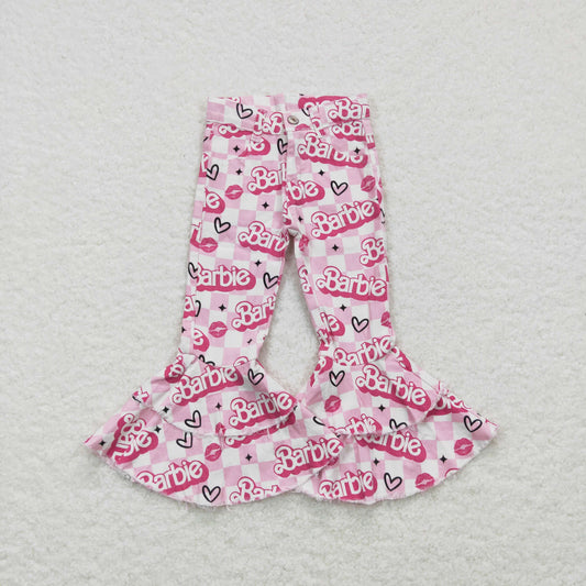 girls pink checkered barbie jeans