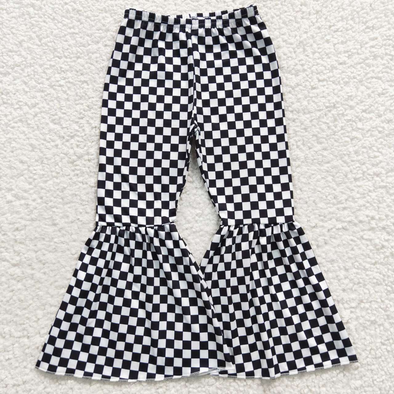 black white checkered bell bottom pants for girl