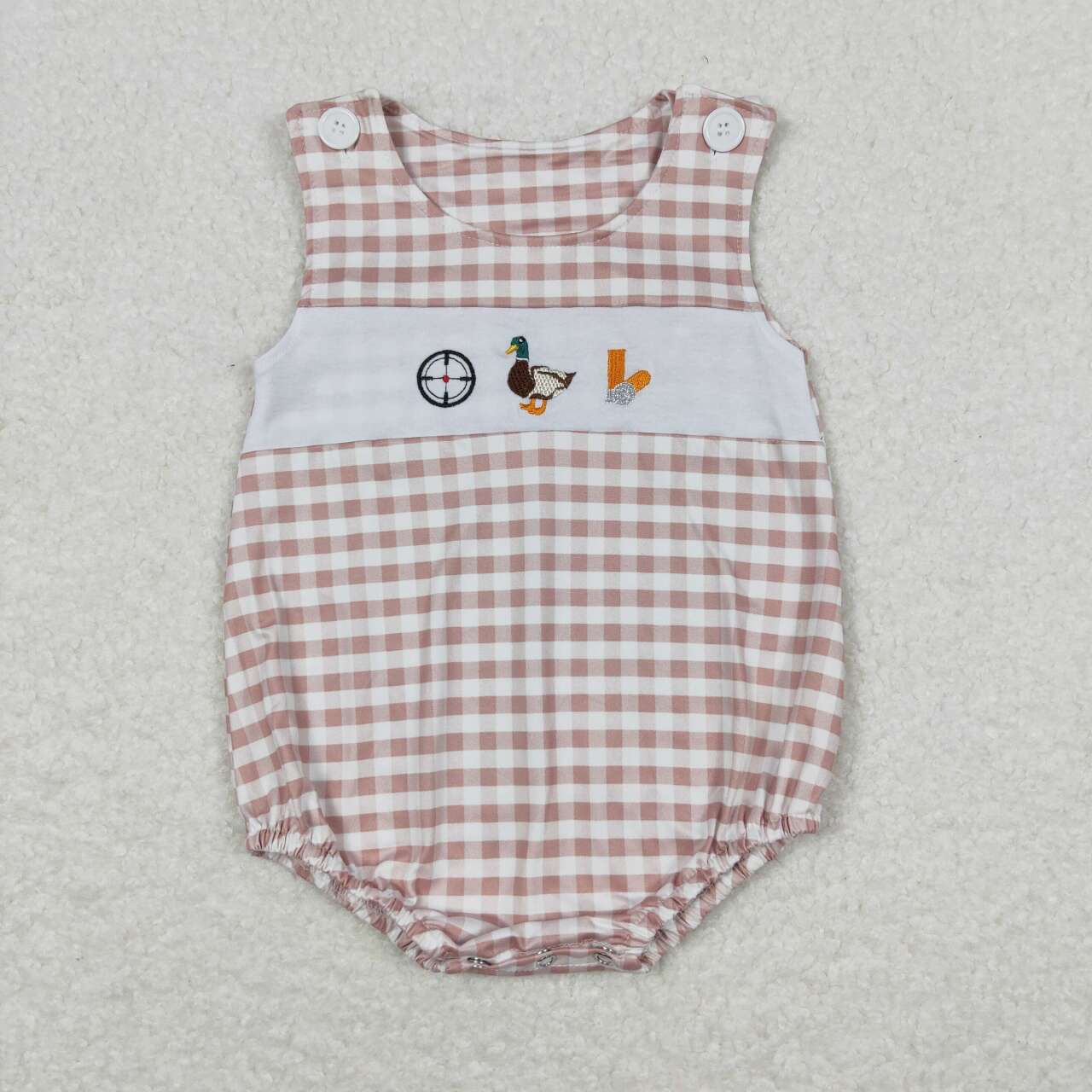 baby boy plaid hunter embroidery tank bubble