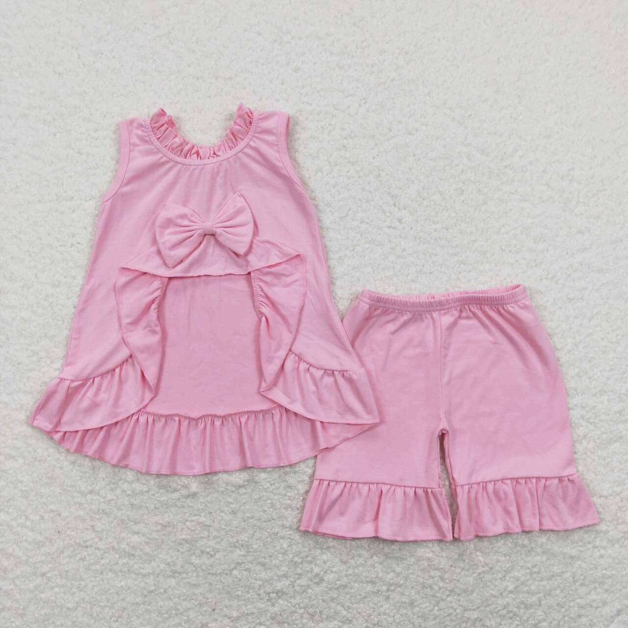 cotton solid pink backless shorts set