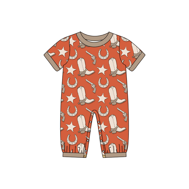 Pre order western baby boy horse saddle romper Mu Mory Clothing
