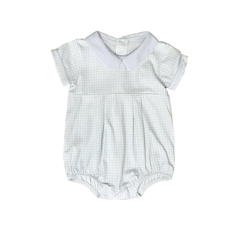 Pre order baby boy blue gingham bubble Mu Mory Clothing