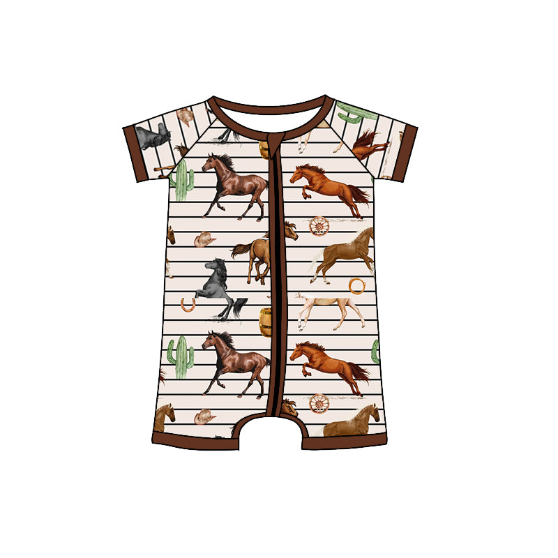 Pre order baby boy horse print romper Mu Mory Clothing