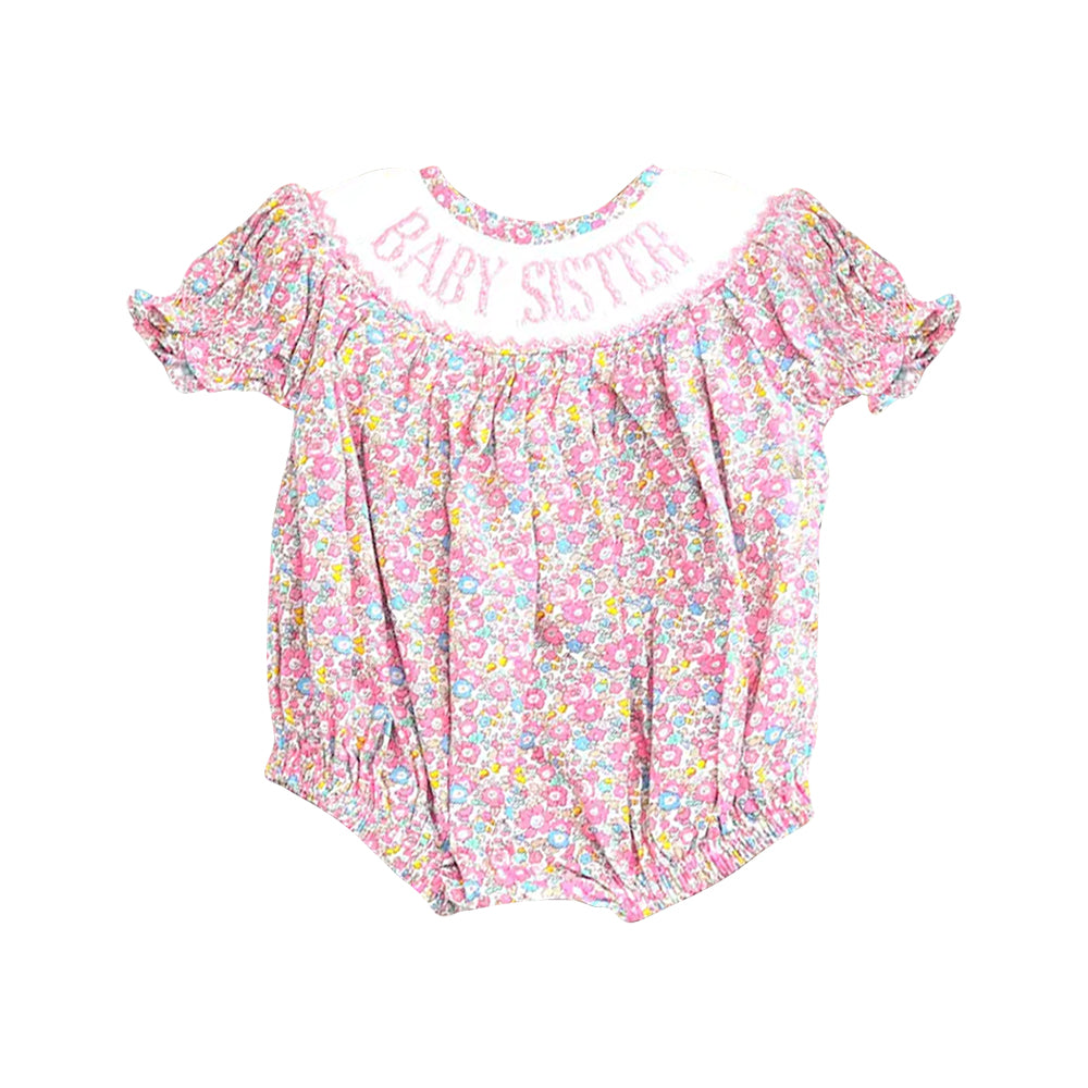 Pre order baby sister floral baby girl bubble