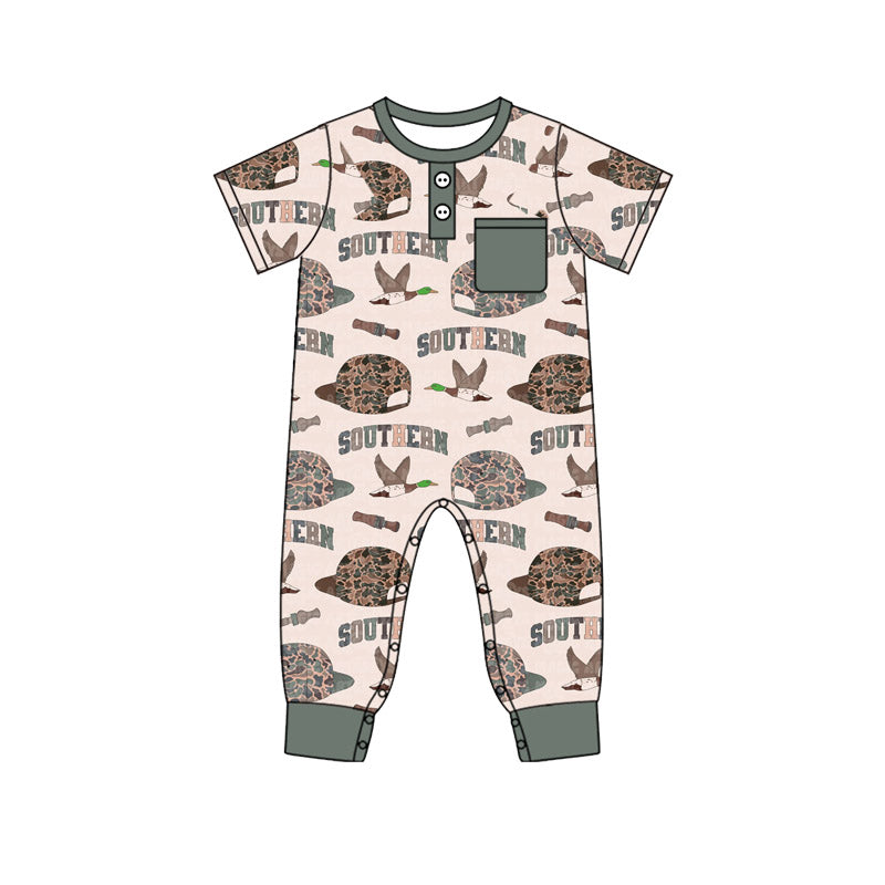 Pre order camo hunting short sleeve baby boy romper