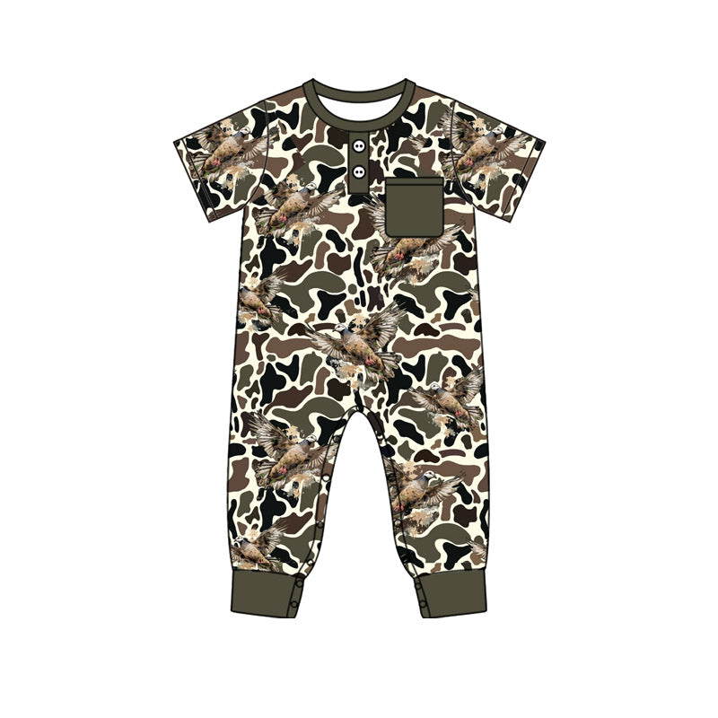Pre order camo hunting short sleeve baby boy romper