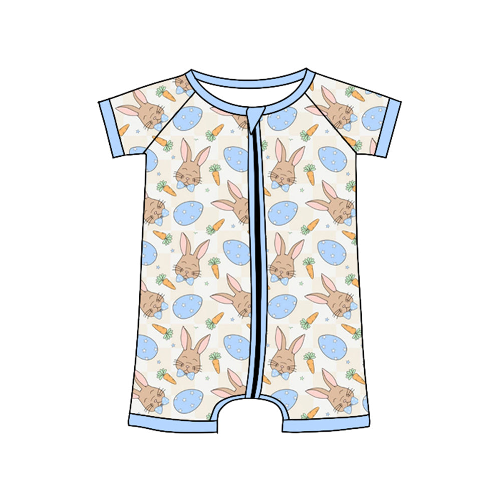 Pre order rabbit and eggs print baby boy sleeper