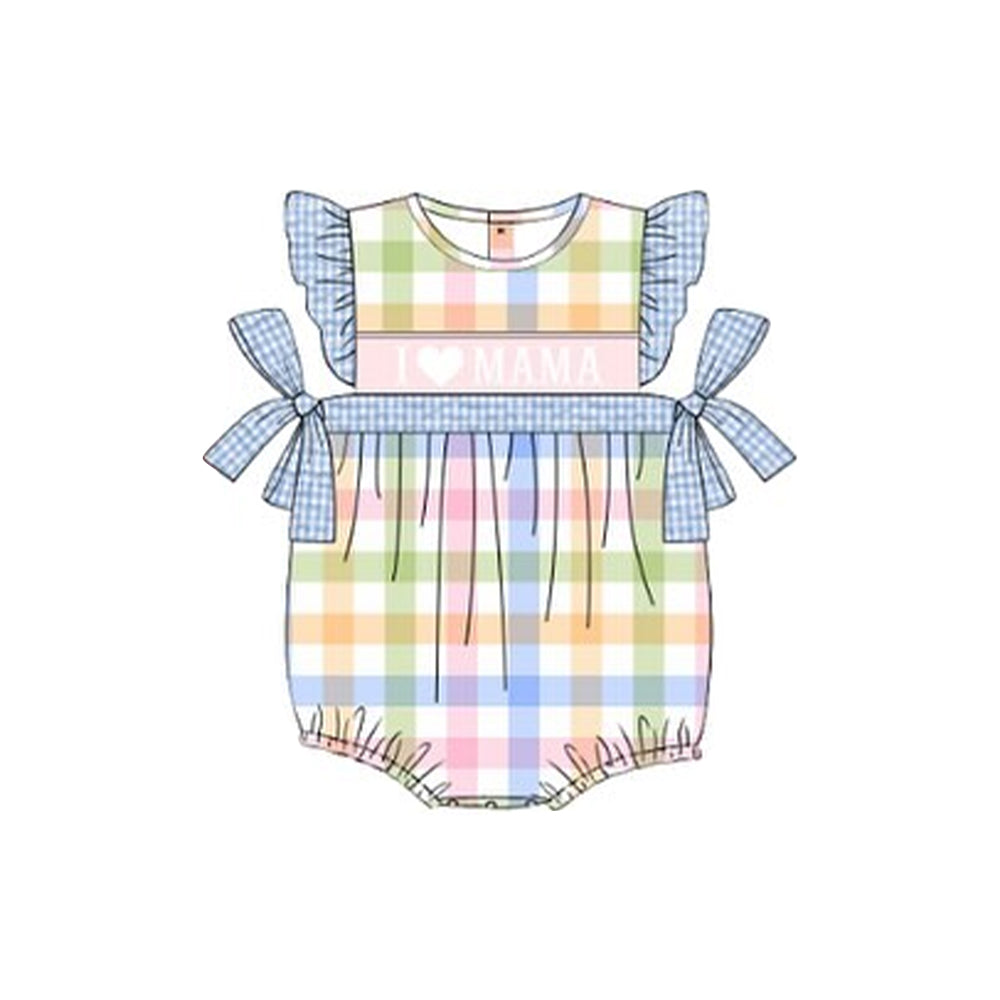 Pre order i love mama colorful plaid girl bubble