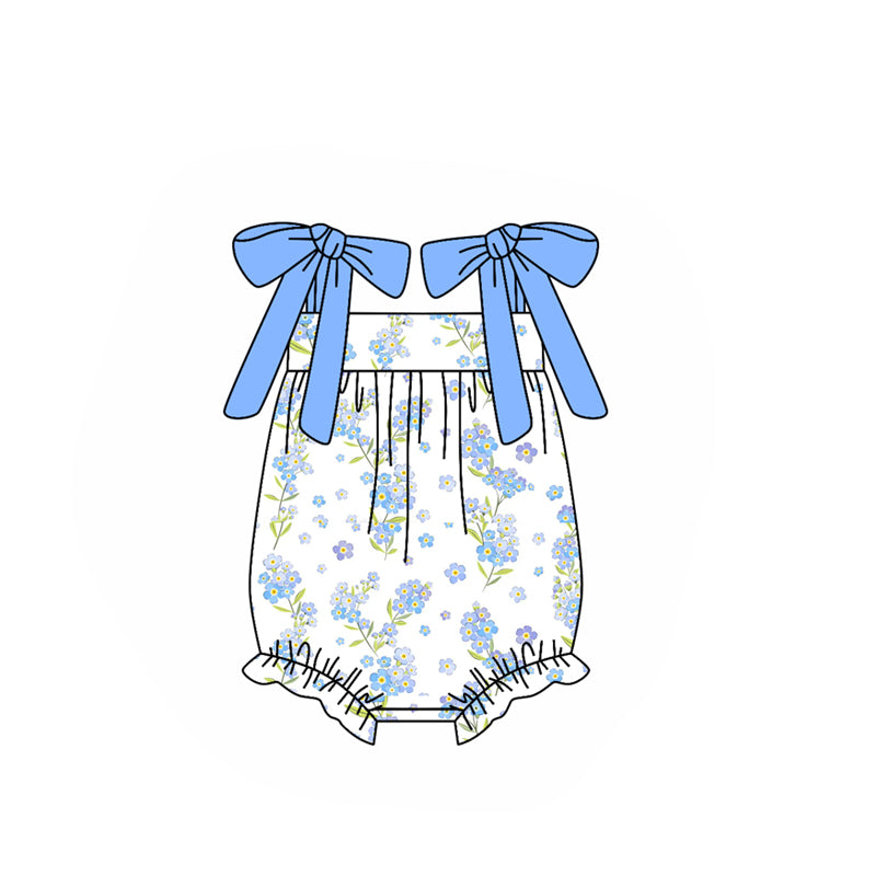 Pre order blue flower strap bubble baby clothes