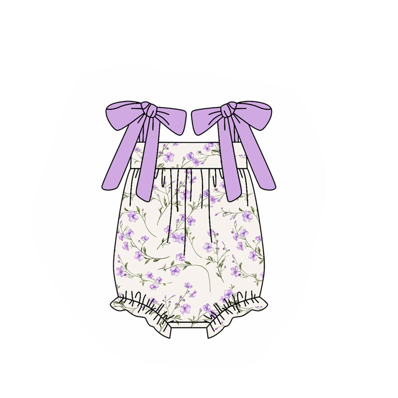 Pre order purple flower strap bubble baby clothes