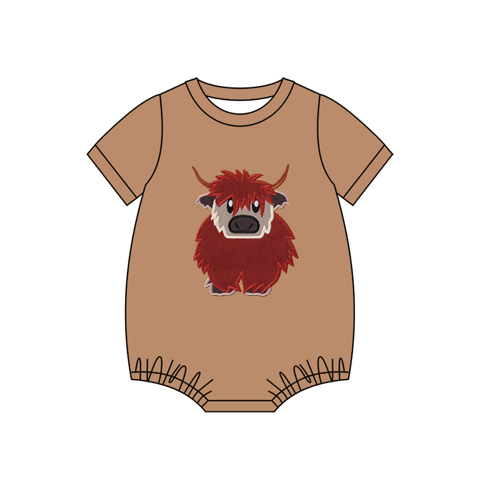 Pre order highland cow pattern short sleeve romper