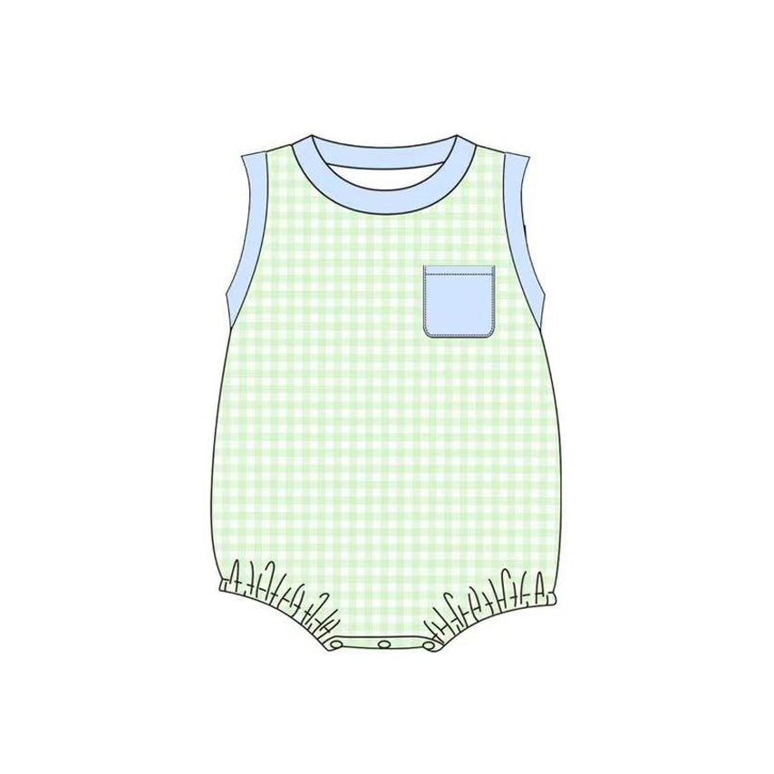 Pre order green gingham sleeveless bubble