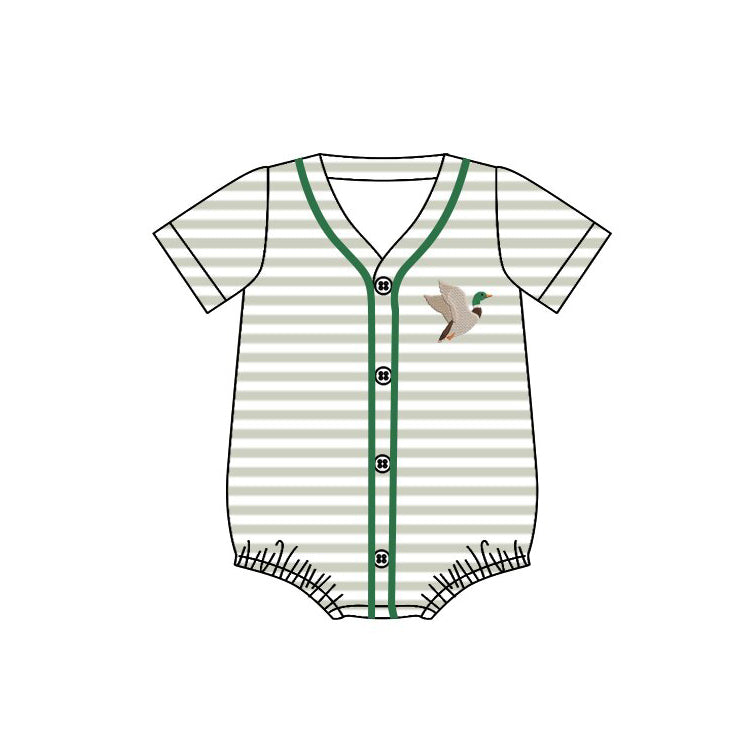 Pre order stripes duck button v neck romper