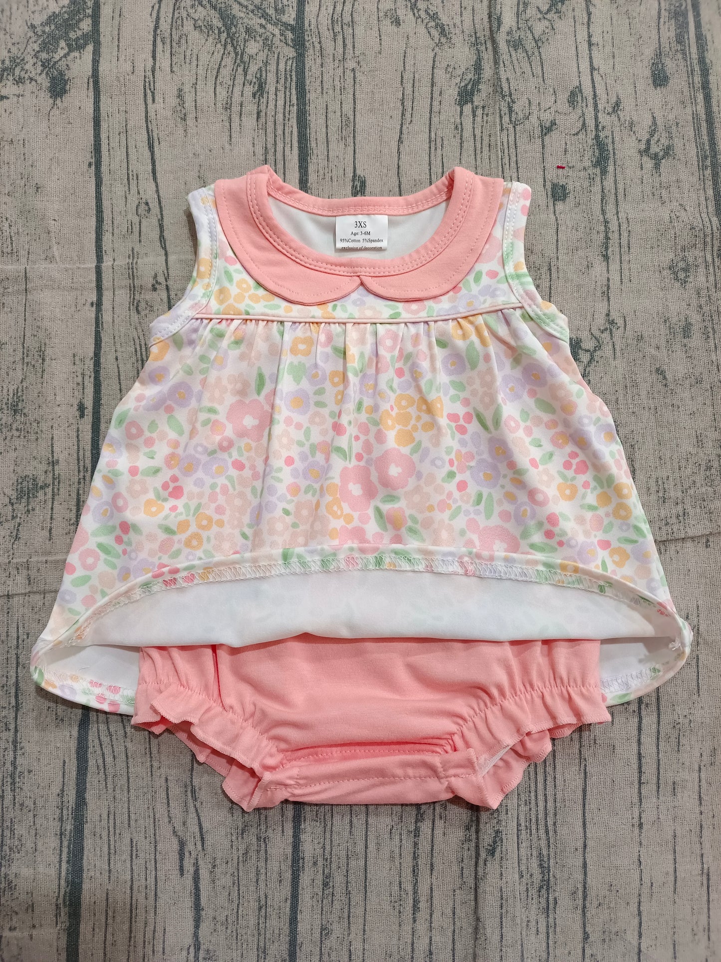 Pre order sleeveless floral playwear baby girl bodysuit
